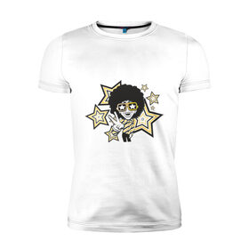 Мужская футболка премиум с принтом Disco Star в Кировске, 92% хлопок, 8% лайкра | приталенный силуэт, круглый вырез ворота, длина до линии бедра, короткий рукав | disco | star | диско | дискотека 80 хстар | музыка