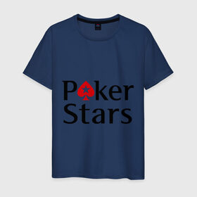 Мужская футболка хлопок с принтом Poker Stars в Кировске, 100% хлопок | прямой крой, круглый вырез горловины, длина до линии бедер, слегка спущенное плечо. | pokerstars
