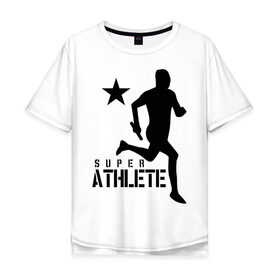 Мужская футболка хлопок Oversize с принтом Лёгкая атлетика (4) в Кировске, 100% хлопок | свободный крой, круглый ворот, “спинка” длиннее передней части | атлет | бег | бегун | легкая атлетика | марафон | марафонец | спринтер