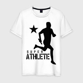 Мужская футболка хлопок с принтом Лёгкая атлетика (4) в Кировске, 100% хлопок | прямой крой, круглый вырез горловины, длина до линии бедер, слегка спущенное плечо. | атлет | бег | бегун | легкая атлетика | марафон | марафонец | спринтер