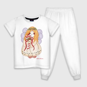 Детская пижама хлопок с принтом Рождественский ангел в Кировске, 100% хлопок |  брюки и футболка прямого кроя, без карманов, на брюках мягкая резинка на поясе и по низу штанин
 | Тематика изображения на принте: 