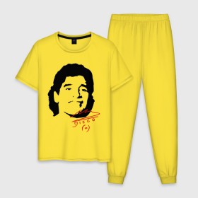 Мужская пижама хлопок с принтом Diego Maradona в Кировске, 100% хлопок | брюки и футболка прямого кроя, без карманов, на брюках мягкая резинка на поясе и по низу штанин
 | diego maradona | footballplayer | аргентина | диего марадона | сборная аргентины
