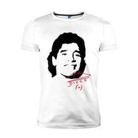 Мужская футболка премиум с принтом Diego Maradona в Кировске, 92% хлопок, 8% лайкра | приталенный силуэт, круглый вырез ворота, длина до линии бедра, короткий рукав | diego maradona | footballplayer | аргентина | диего марадона | сборная аргентины