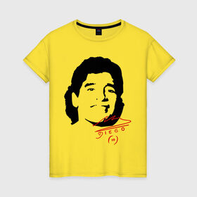 Женская футболка хлопок с принтом Diego Maradona в Кировске, 100% хлопок | прямой крой, круглый вырез горловины, длина до линии бедер, слегка спущенное плечо | diego maradona | footballplayer | аргентина | диего марадона | сборная аргентины