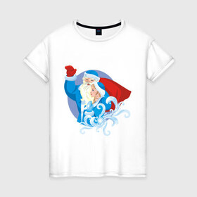 Женская футболка хлопок с принтом Мороз и снегурочка (2) в Кировске, 100% хлопок | прямой крой, круглый вырез горловины, длина до линии бедер, слегка спущенное плечо | дед | дед  отморозок | дед мороз | нг | новый год | отморозок | снегурка | снегурочка
