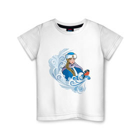 Детская футболка хлопок с принтом Снегурочка и метель в Кировске, 100% хлопок | круглый вырез горловины, полуприлегающий силуэт, длина до линии бедер | метель | нг | новый год | снегурка | снегурочка | снегурочка и метель