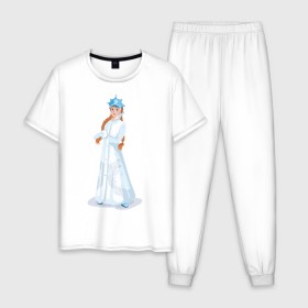 Мужская пижама хлопок с принтом Снегурочка с кокардой в Кировске, 100% хлопок | брюки и футболка прямого кроя, без карманов, на брюках мягкая резинка на поясе и по низу штанин
 | нг | новый год | снегурка | снегурочка