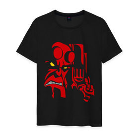 Мужская футболка хлопок с принтом Хеллбой (2) в Кировске, 100% хлопок | прямой крой, круглый вырез горловины, длина до линии бедер, слегка спущенное плечо. | Тематика изображения на принте: hellboy | хелбой | хеллбой
