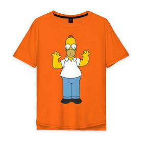 Мужская футболка хлопок Oversize с принтом Homer Simpson в Кировске, 100% хлопок | свободный крой, круглый ворот, “спинка” длиннее передней части | 