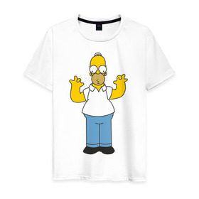 Мужская футболка хлопок с принтом Homer Simpson в Кировске, 100% хлопок | прямой крой, круглый вырез горловины, длина до линии бедер, слегка спущенное плечо. | 