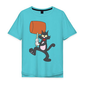 Мужская футболка хлопок Oversize с принтом Itchy в Кировске, 100% хлопок | свободный крой, круглый ворот, “спинка” длиннее передней части | simpsons | симпсоны | симсоны
