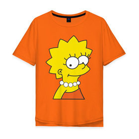 Мужская футболка хлопок Oversize с принтом Lisa Simpson в Кировске, 100% хлопок | свободный крой, круглый ворот, “спинка” длиннее передней части | simpsons | лиза симпсон | симпсоны | симсоны