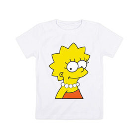 Детская футболка хлопок с принтом Lisa Simpson в Кировске, 100% хлопок | круглый вырез горловины, полуприлегающий силуэт, длина до линии бедер | Тематика изображения на принте: simpsons | лиза симпсон | симпсоны | симсоны