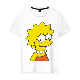 Мужская футболка хлопок с принтом Lisa Simpson в Кировске, 100% хлопок | прямой крой, круглый вырез горловины, длина до линии бедер, слегка спущенное плечо. | simpsons | лиза симпсон | симпсоны | симсоны