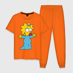 Мужская пижама хлопок с принтом Maggie Simpson в Кировске, 100% хлопок | брюки и футболка прямого кроя, без карманов, на брюках мягкая резинка на поясе и по низу штанин
 | гомер