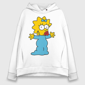 Женское худи Oversize хлопок с принтом Maggie Simpson в Кировске, френч-терри — 70% хлопок, 30% полиэстер. Мягкий теплый начес внутри —100% хлопок | боковые карманы, эластичные манжеты и нижняя кромка, капюшон на магнитной кнопке | гомер