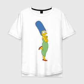 Мужская футболка хлопок Oversize с принтом Marge Simpson в Кировске, 100% хлопок | свободный крой, круглый ворот, “спинка” длиннее передней части | simpsons | симпсоны | симсоны