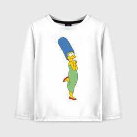 Детский лонгслив хлопок с принтом Marge Simpson в Кировске, 100% хлопок | круглый вырез горловины, полуприлегающий силуэт, длина до линии бедер | simpsons | симпсоны | симсоны