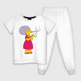 Детская пижама хлопок с принтом Patty Bouvier в Кировске, 100% хлопок |  брюки и футболка прямого кроя, без карманов, на брюках мягкая резинка на поясе и по низу штанин
 | simpsons | симпсоны | симсоны