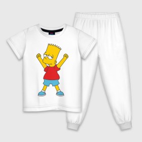 Детская пижама хлопок с принтом Bart Simpson (2) в Кировске, 100% хлопок |  брюки и футболка прямого кроя, без карманов, на брюках мягкая резинка на поясе и по низу штанин
 | Тематика изображения на принте: simpsons | барт | барт симпсон | симсоны | симспоны