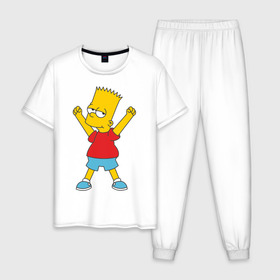 Мужская пижама хлопок с принтом Bart Simpson (2) в Кировске, 100% хлопок | брюки и футболка прямого кроя, без карманов, на брюках мягкая резинка на поясе и по низу штанин
 | simpsons | барт | барт симпсон | симсоны | симспоны