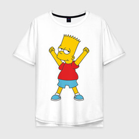 Мужская футболка хлопок Oversize с принтом Bart Simpson (2) в Кировске, 100% хлопок | свободный крой, круглый ворот, “спинка” длиннее передней части | Тематика изображения на принте: simpsons | барт | барт симпсон | симсоны | симспоны