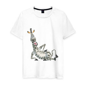 Мужская футболка хлопок с принтом Мадагаскар (4) в Кировске, 100% хлопок | прямой крой, круглый вырез горловины, длина до линии бедер, слегка спущенное плечо. | madagascar | зебра | мадагаскар