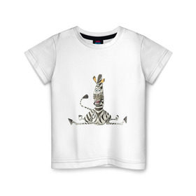 Детская футболка хлопок с принтом Мадагаскар (5) в Кировске, 100% хлопок | круглый вырез горловины, полуприлегающий силуэт, длина до линии бедер | madagascar | зебра | мадагаскар