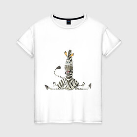 Женская футболка хлопок с принтом Мадагаскар (5) в Кировске, 100% хлопок | прямой крой, круглый вырез горловины, длина до линии бедер, слегка спущенное плечо | madagascar | зебра | мадагаскар