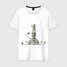 Мужская футболка хлопок с принтом Мадагаскар (5) в Кировске, 100% хлопок | прямой крой, круглый вырез горловины, длина до линии бедер, слегка спущенное плечо. | Тематика изображения на принте: madagascar | зебра | мадагаскар