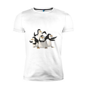 Мужская футболка премиум с принтом Мадагаскар (8) в Кировске, 92% хлопок, 8% лайкра | приталенный силуэт, круглый вырез ворота, длина до линии бедра, короткий рукав | Тематика изображения на принте: madagascar | мадагаскар | пингвины