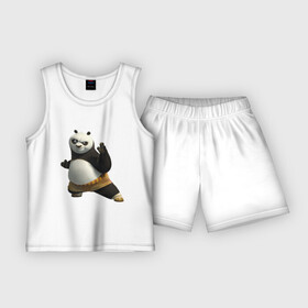 Детская пижама с шортами хлопок с принтом Кунг фу Панда (2) в Кировске,  |  | Тематика изображения на принте: панда