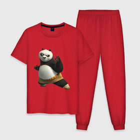 Мужская пижама хлопок с принтом Кунг фу Панда (2) в Кировске, 100% хлопок | брюки и футболка прямого кроя, без карманов, на брюках мягкая резинка на поясе и по низу штанин
 | панда