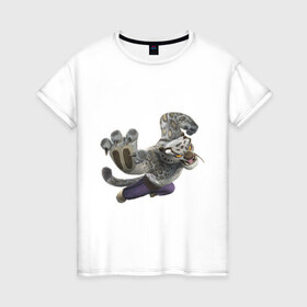 Женская футболка хлопок с принтом Кунг фу Панда (4) в Кировске, 100% хлопок | прямой крой, круглый вырез горловины, длина до линии бедер, слегка спущенное плечо | kung fu panda | panda | кунг фу | кунг фу панда