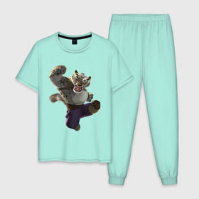 Мужская пижама хлопок с принтом Кунг фу Панда (9) в Кировске, 100% хлопок | брюки и футболка прямого кроя, без карманов, на брюках мягкая резинка на поясе и по низу штанин
 | kung fu panda | panda | кунг фу | кунг фу панда