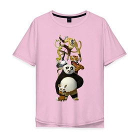 Мужская футболка хлопок Oversize с принтом Кунг фу Панда (10) в Кировске, 100% хлопок | свободный крой, круглый ворот, “спинка” длиннее передней части | Тематика изображения на принте: kung fu panda | panda | кунг фу | кунг фу панда