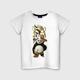 Детская футболка хлопок с принтом Кунг фу Панда (10) в Кировске, 100% хлопок | круглый вырез горловины, полуприлегающий силуэт, длина до линии бедер | kung fu panda | panda | кунг фу | кунг фу панда