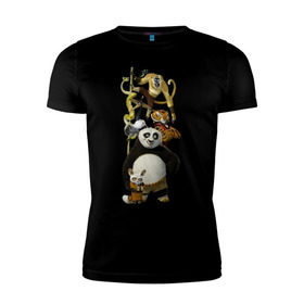 Мужская футболка премиум с принтом Кунг фу Панда (10) в Кировске, 92% хлопок, 8% лайкра | приталенный силуэт, круглый вырез ворота, длина до линии бедра, короткий рукав | kung fu panda | panda | кунг фу | кунг фу панда
