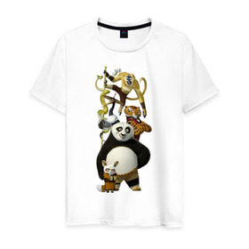 Мужская футболка хлопок с принтом Кунг фу Панда (10) в Кировске, 100% хлопок | прямой крой, круглый вырез горловины, длина до линии бедер, слегка спущенное плечо. | Тематика изображения на принте: kung fu panda | panda | кунг фу | кунг фу панда