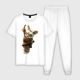 Мужская пижама хлопок с принтом Кунг фу Панда (11) в Кировске, 100% хлопок | брюки и футболка прямого кроя, без карманов, на брюках мягкая резинка на поясе и по низу штанин
 | Тематика изображения на принте: kung fu panda | panda | кунг фу | кунг фу панда