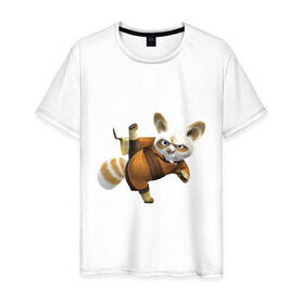 Мужская футболка хлопок с принтом Кунг фу Панда (13) в Кировске, 100% хлопок | прямой крой, круглый вырез горловины, длина до линии бедер, слегка спущенное плечо. | kung fu panda | panda | кунг фу | кунг фу панда