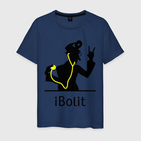 Мужская футболка хлопок с принтом iBolit в Кировске, 100% хлопок | прямой крой, круглый вырез горловины, длина до линии бедер, слегка спущенное плечо. | apple | ibolit | mac | айболит | мак