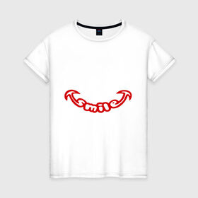 Женская футболка хлопок с принтом smile в Кировске, 100% хлопок | прямой крой, круглый вырез горловины, длина до линии бедер, слегка спущенное плечо | 