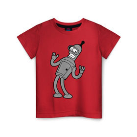 Детская футболка хлопок с принтом Futurama (4) в Кировске, 100% хлопок | круглый вырез горловины, полуприлегающий силуэт, длина до линии бедер | bender | futurama | бендер | футурама