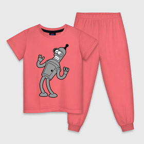 Детская пижама хлопок с принтом Futurama (4) в Кировске, 100% хлопок |  брюки и футболка прямого кроя, без карманов, на брюках мягкая резинка на поясе и по низу штанин
 | bender | futurama | бендер | футурама