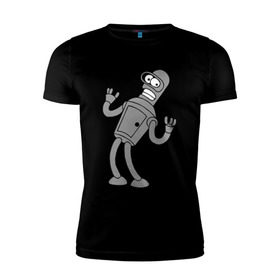 Мужская футболка премиум с принтом Futurama (4) в Кировске, 92% хлопок, 8% лайкра | приталенный силуэт, круглый вырез ворота, длина до линии бедра, короткий рукав | bender | futurama | бендер | футурама