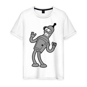 Мужская футболка хлопок с принтом Futurama (4) в Кировске, 100% хлопок | прямой крой, круглый вырез горловины, длина до линии бедер, слегка спущенное плечо. | bender | futurama | бендер | футурама
