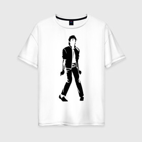 Женская футболка хлопок Oversize с принтом Майкл Джексон (9) в Кировске, 100% хлопок | свободный крой, круглый ворот, спущенный рукав, длина до линии бедер
 | michael jackson | зщз | король | майкл джексон | поп