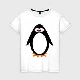 Женская футболка хлопок с принтом Пингвин в Кировске, 100% хлопок | прямой крой, круглый вырез горловины, длина до линии бедер, слегка спущенное плечо | 