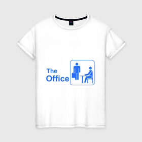 Женская футболка хлопок с принтом The office в Кировске, 100% хлопок | прямой крой, круглый вырез горловины, длина до линии бедер, слегка спущенное плечо | office | the office | the ofice | офис